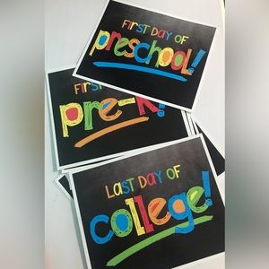 First Day & Last Day of School Photo Prop Signs, 8"x 10"